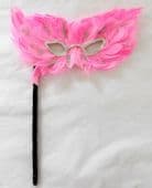 Carnival mask pink feathers fancy dress party costume accessory NEW
